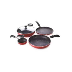 CRYSTAL 4 PC VALUE PLUS SET (FLAT TAWA 250MM+KADAI 240MM+FRY PAN 240MM+GLASS LID 240MM+TADKA PAN 105MM)